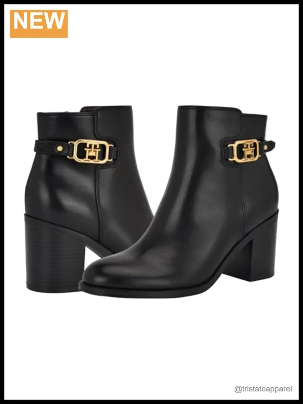 Faux Leather Ankle Bootie with Block Heel and Zipper Closure
